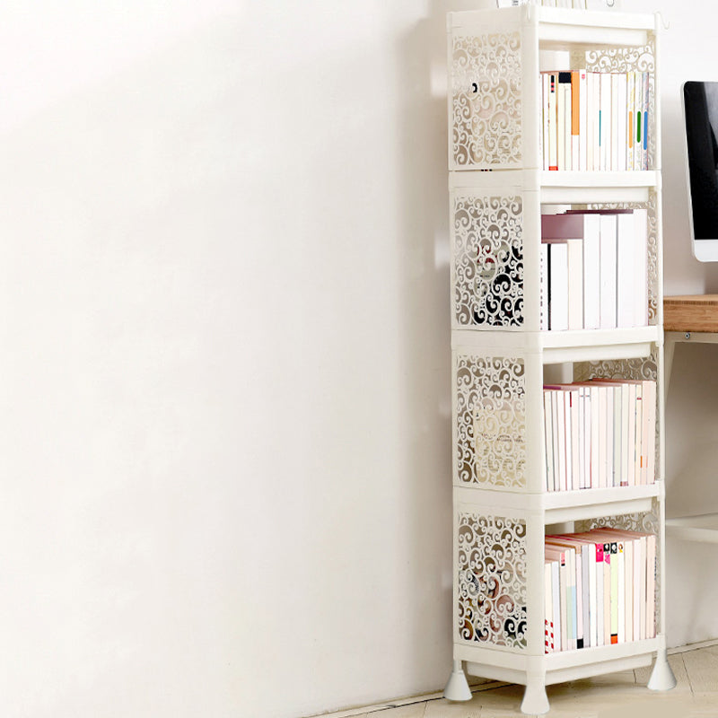 Contemporary Plastic Book Shelf Freestanding Cubby Storage Bookcase