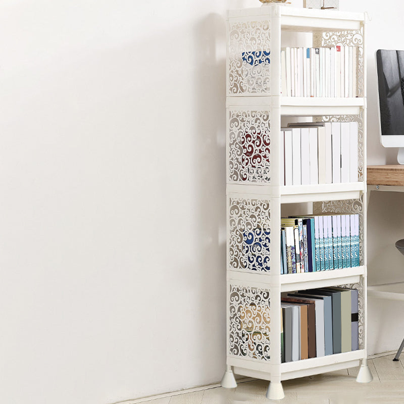 Contemporary Plastic Book Shelf Freestanding Cubby Storage Bookcase