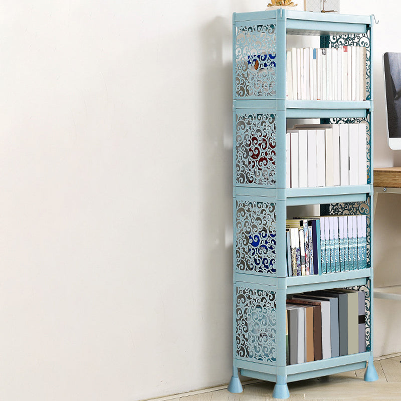 Contemporary Plastic Book Shelf Freestanding Cubby Storage Bookcase