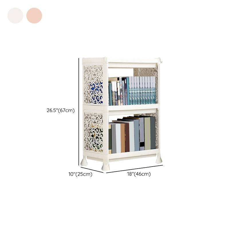 Contemporary Plastic Book Shelf Freestanding Cubby Storage Bookcase