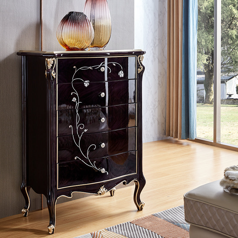 Classic Glam Dresser Wooden Storage Chest Dresser with 5 Drawers