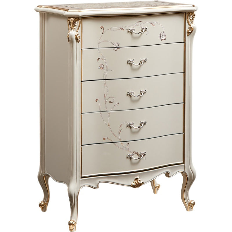 Classic Glam Dresser Wooden Storage Chest Dresser with 5 Drawers