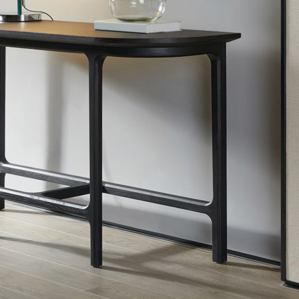 Modern Half Moon Console Table Wooden Console Sofa Table in Black