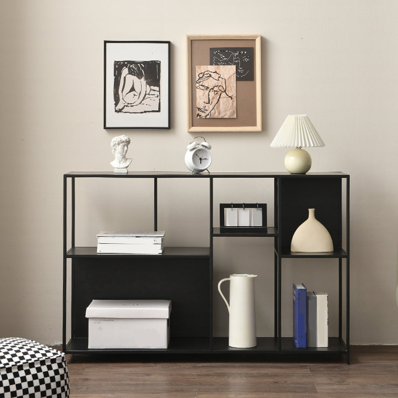 Modern Style Open Back Bookshelf Horizontal Metal Bookcase with Shelves