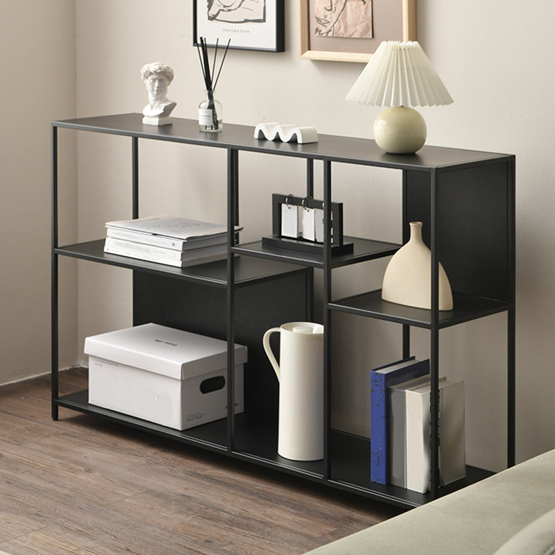 Modern Style Open Back Bookshelf Horizontal Metal Bookcase with Shelves