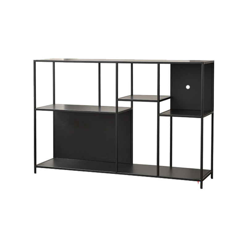 Modern Style Open Back Bookshelf Horizontal Metal Bookcase with Shelves