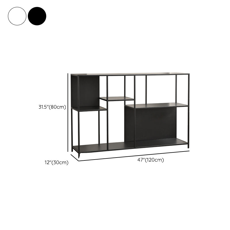 Modern Style Open Back Bookshelf Horizontal Metal Bookcase with Shelves