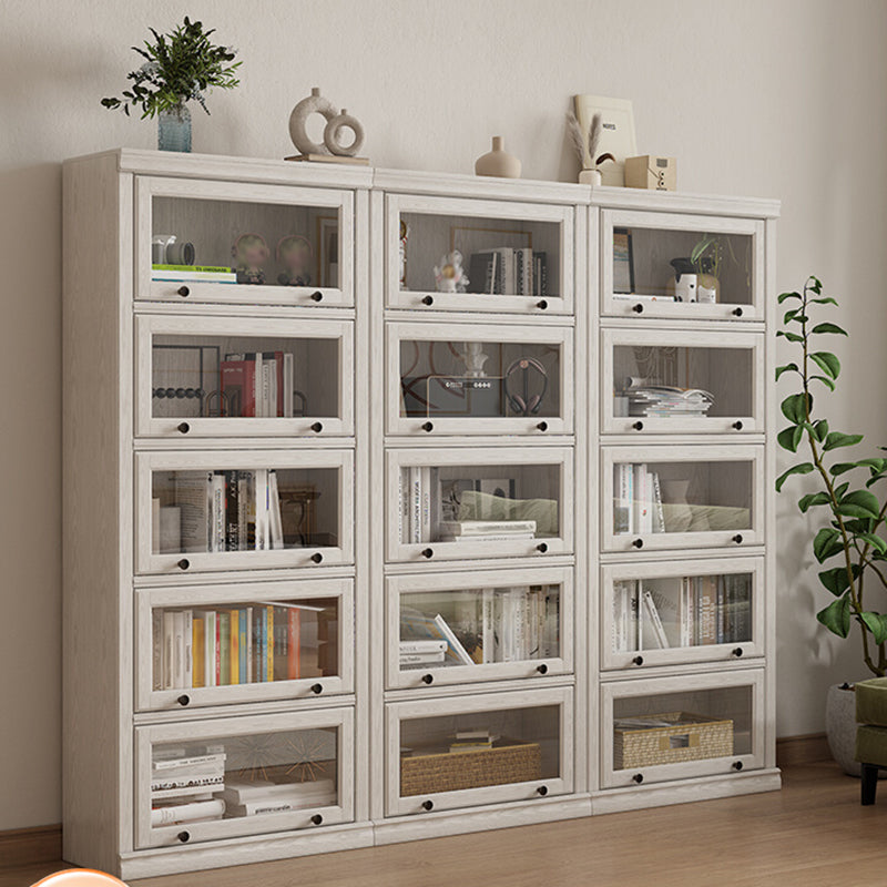 Modern Style Closed Back Bookshelf Standard Solid Wood Bookcase with Cabinets