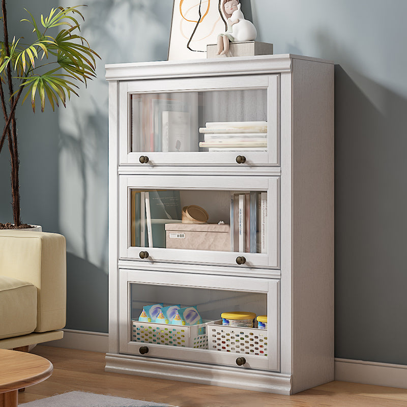 Modern Style Closed Back Bookshelf Standard Solid Wood Bookcase with Cabinets