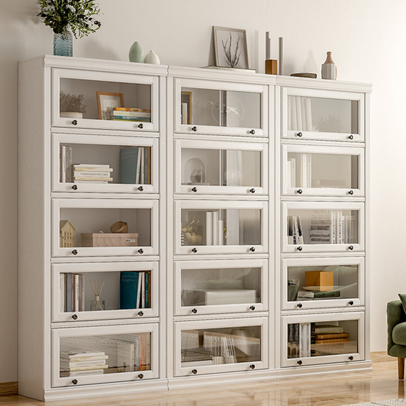 Modern Style Closed Back Bookshelf Standard Solid Wood Bookcase with Cabinets