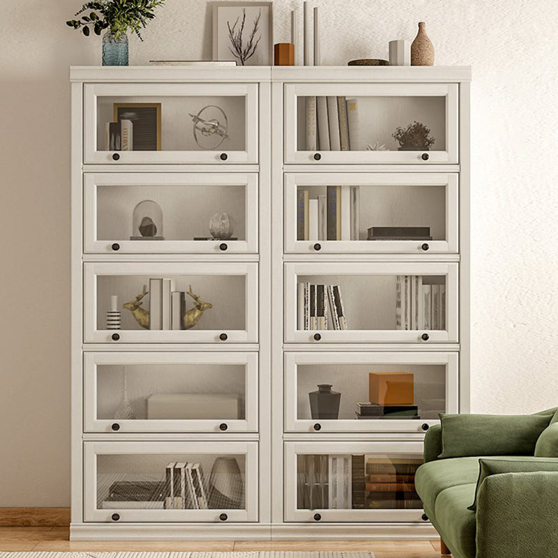 Modern Style Closed Back Bookshelf Standard Solid Wood Bookcase with Cabinets