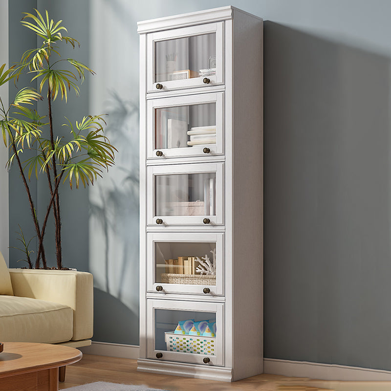 Modern Style Closed Back Bookshelf Standard Solid Wood Bookcase with Cabinets