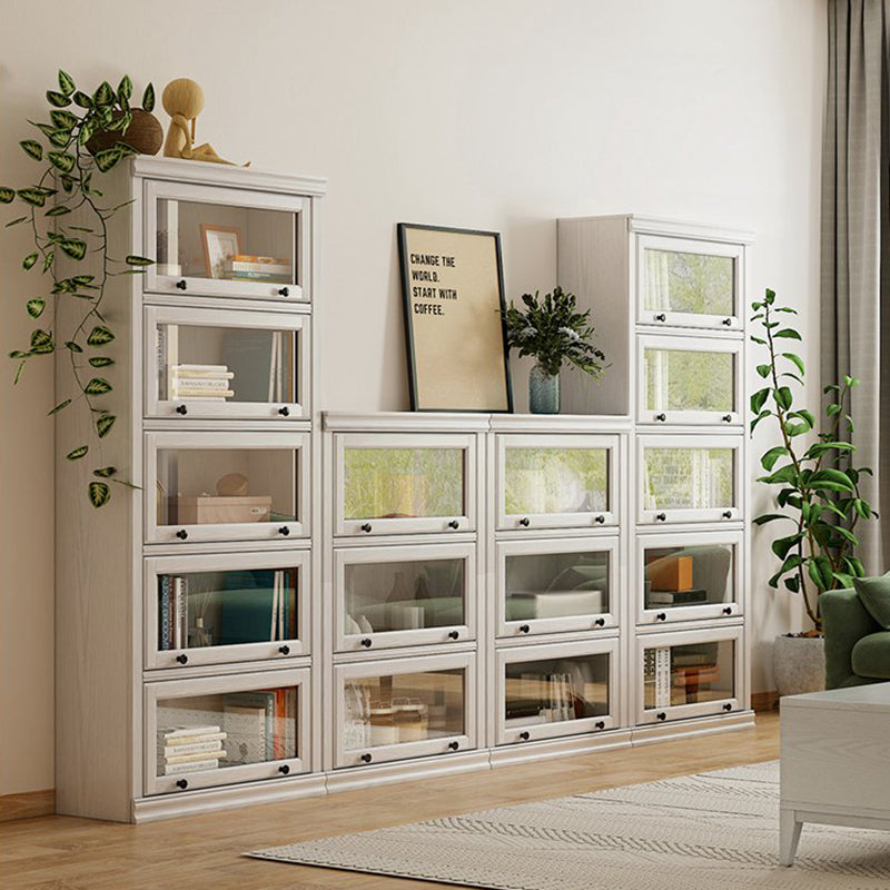 Modern Style Closed Back Bookshelf Standard Solid Wood Bookcase with Cabinets