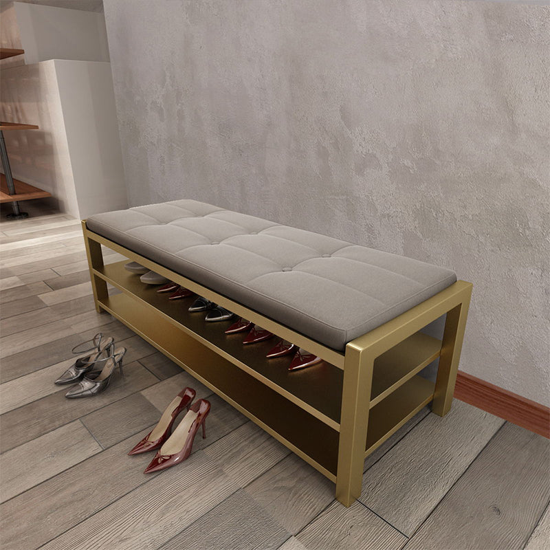 Glam Entryway Bench Cushioned Rectangle Seating Bench with Shoe Storage