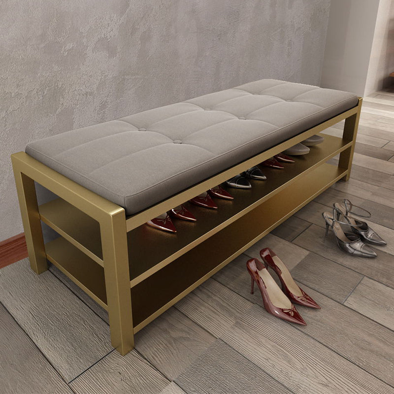 Glam Entryway Bench Cushioned Rectangle Seating Bench with Shoe Storage