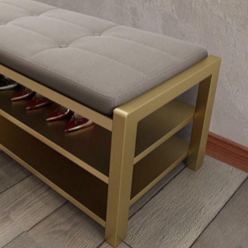 Glam Entryway Bench Cushioned Rectangle Seating Bench with Shoe Storage