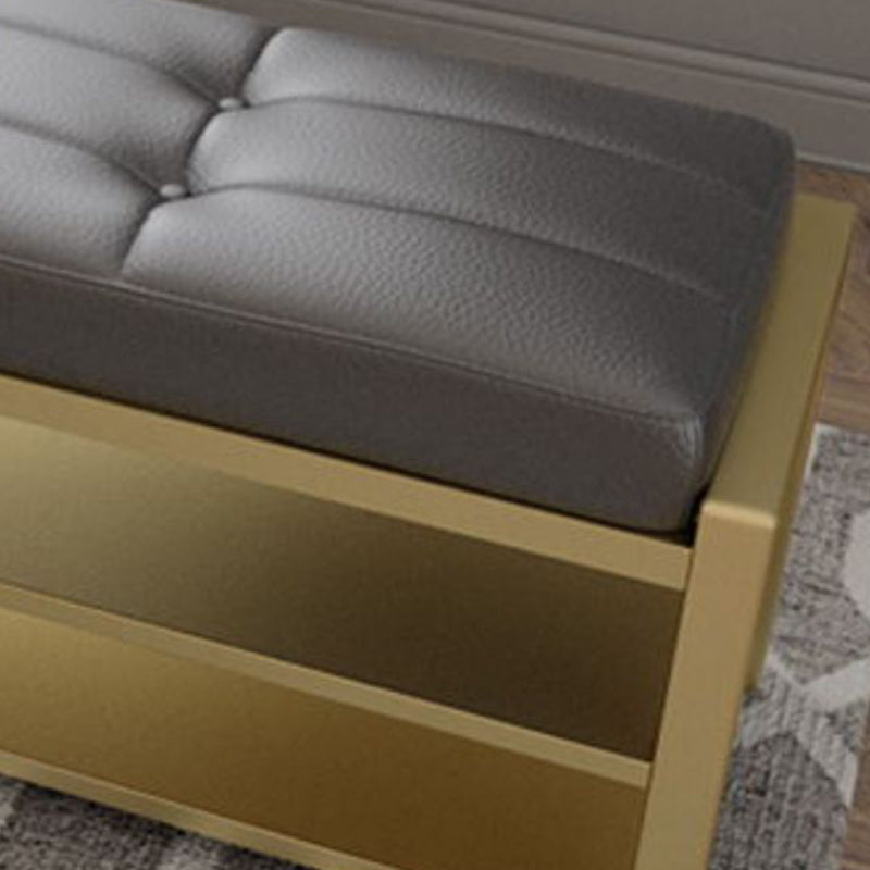 Glam Entryway Bench Cushioned Rectangle Seating Bench with Shoe Storage