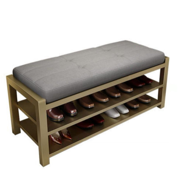 Glam Entryway Bench Cushioned Rectangle Seating Bench with Shoe Storage