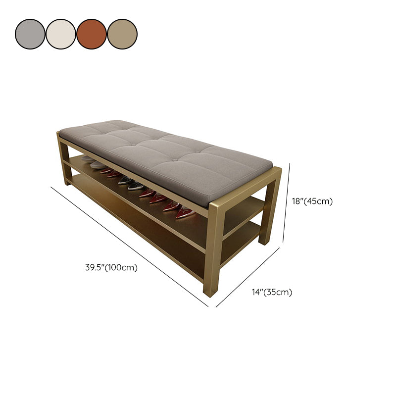 Glam Entryway Bench Cushioned Rectangle Seating Bench with Shoe Storage