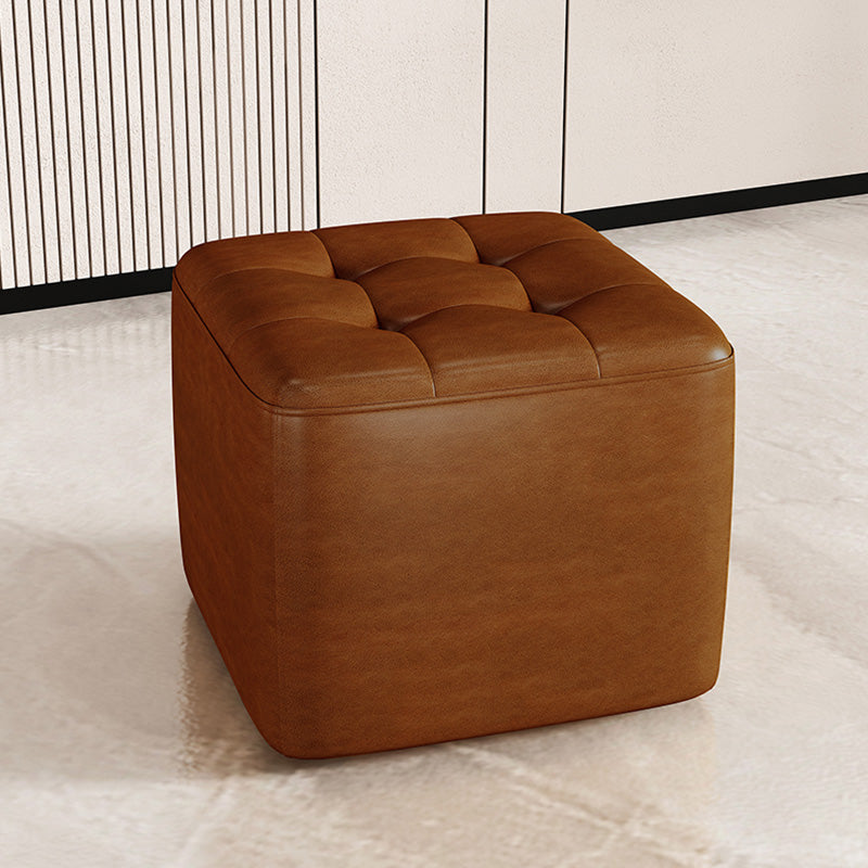 Contemporary Bedroom Square Ottoman Leather Foot Stool without Legs