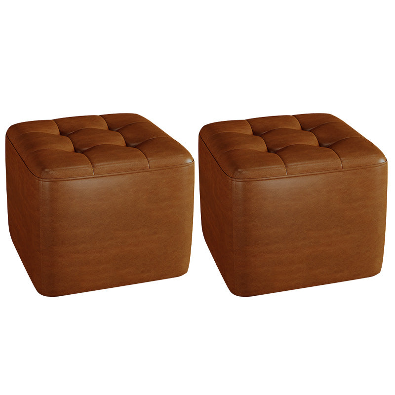 Contemporary Bedroom Square Ottoman Leather Foot Stool without Legs