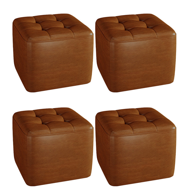 Contemporary Bedroom Square Ottoman Leather Foot Stool without Legs