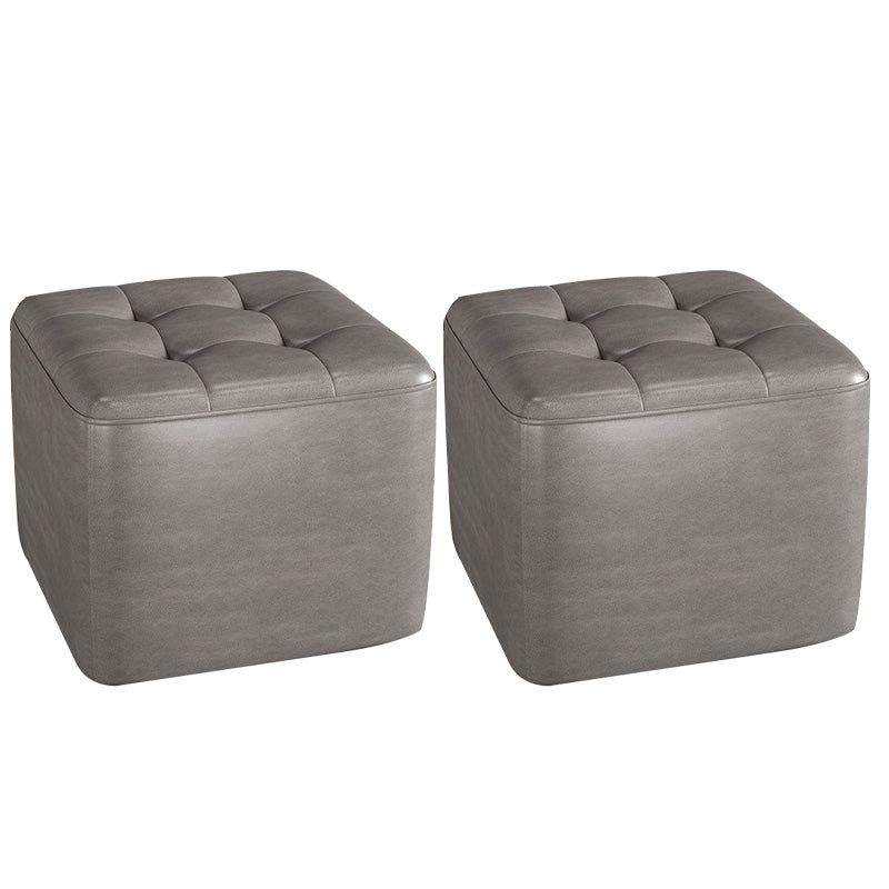 Contemporary Bedroom Square Ottoman Leather Foot Stool without Legs