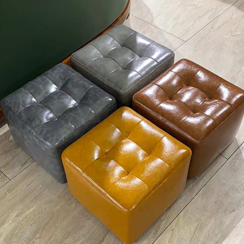 Contemporary Bedroom Square Ottoman Leather Foot Stool without Legs