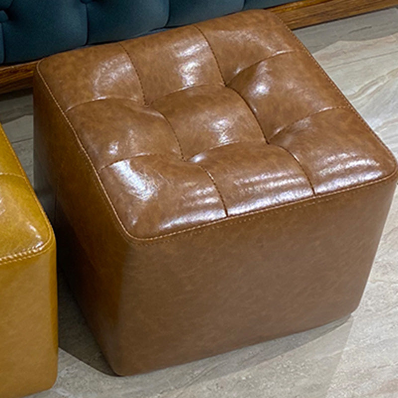 Contemporary Bedroom Square Ottoman Leather Foot Stool without Legs
