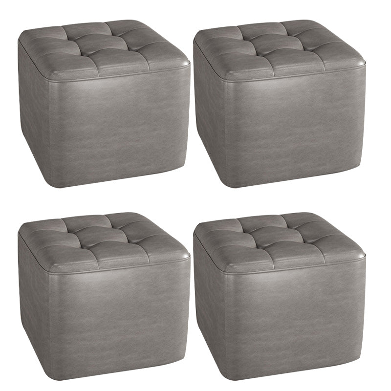 Contemporary Bedroom Square Ottoman Leather Foot Stool without Legs