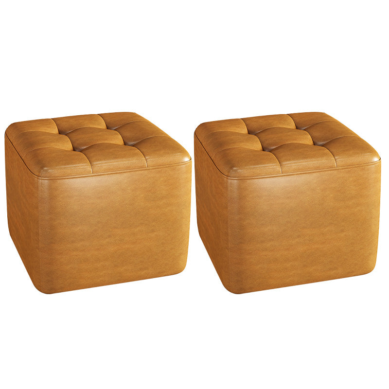 Contemporary Bedroom Square Ottoman Leather Foot Stool without Legs