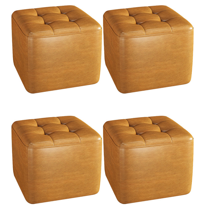 Contemporary Bedroom Square Ottoman Leather Foot Stool without Legs