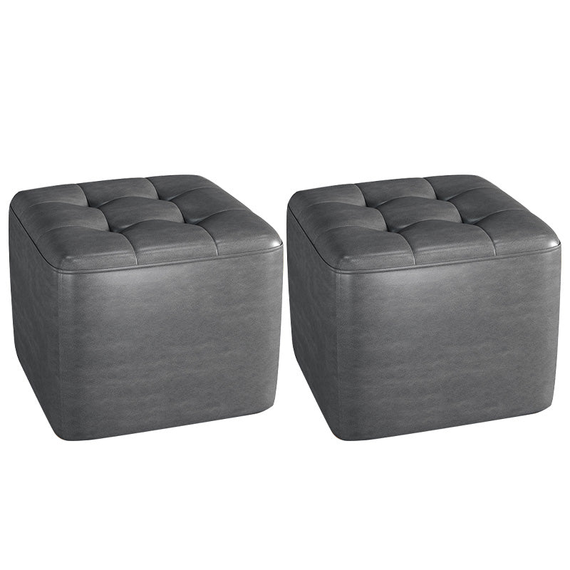 Contemporary Bedroom Square Ottoman Leather Foot Stool without Legs