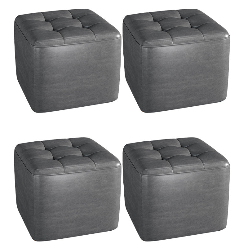 Contemporary Bedroom Square Ottoman Leather Foot Stool without Legs