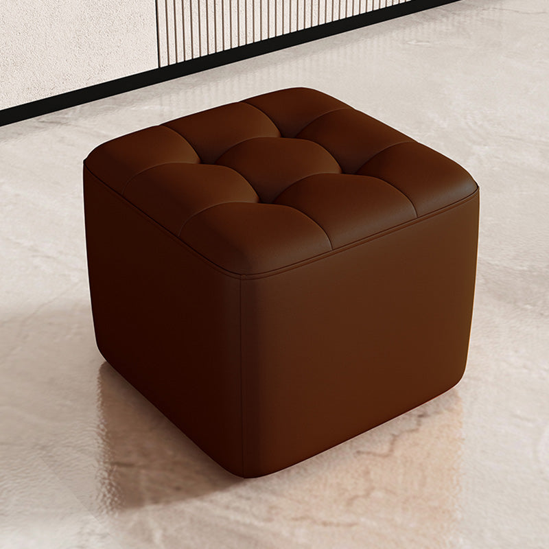 Contemporary Bedroom Square Ottoman Leather Foot Stool without Legs