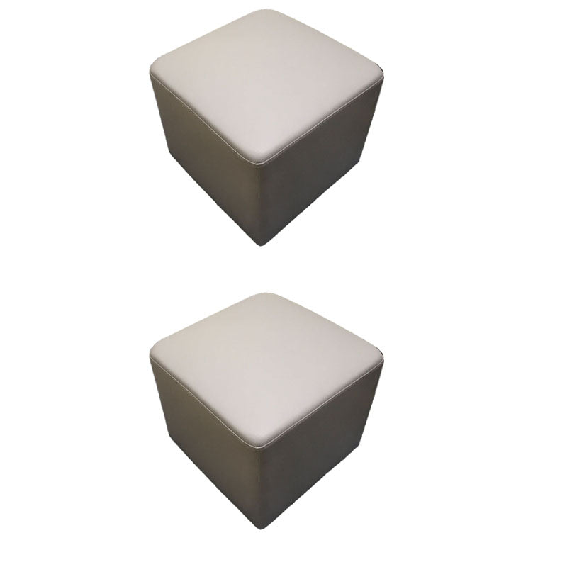 Modern Square Footstools Genuine Leather Foot Stool , 15.6 Inch Width