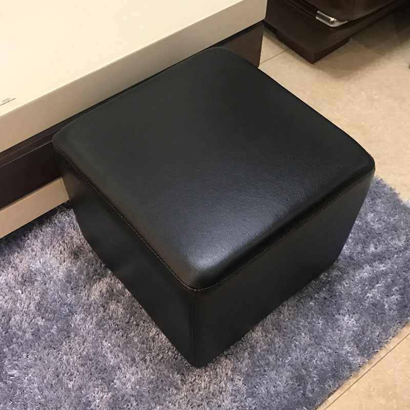 Modern Square Footstools Genuine Leather Foot Stool , 15.6 Inch Width
