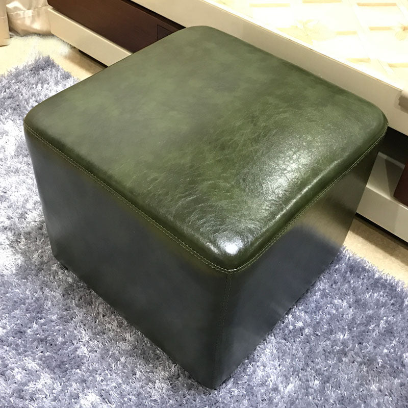 Modern Square Footstools Genuine Leather Foot Stool , 15.6 Inch Width