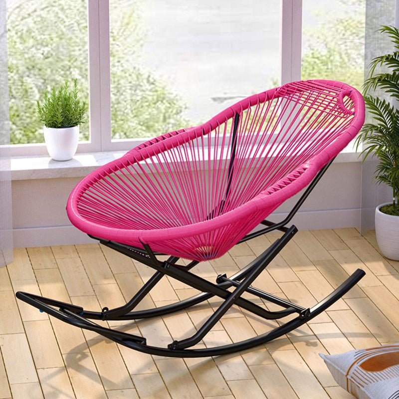 Single Iron Base Rocking Chair Home Leisure Lazy Chair for Balcony