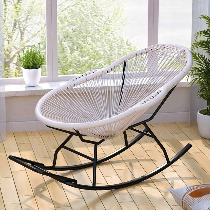 Single Iron Base Rocking Chair Home Leisure Lazy Chair for Balcony