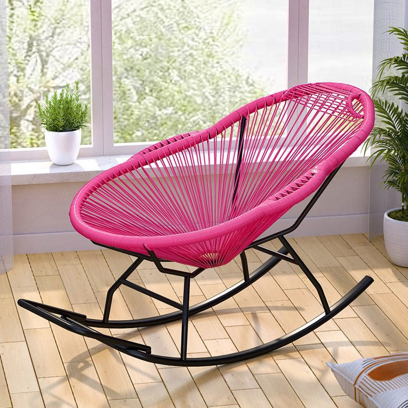 Single Iron Base Rocking Chair Home Leisure Lazy Chair for Balcony