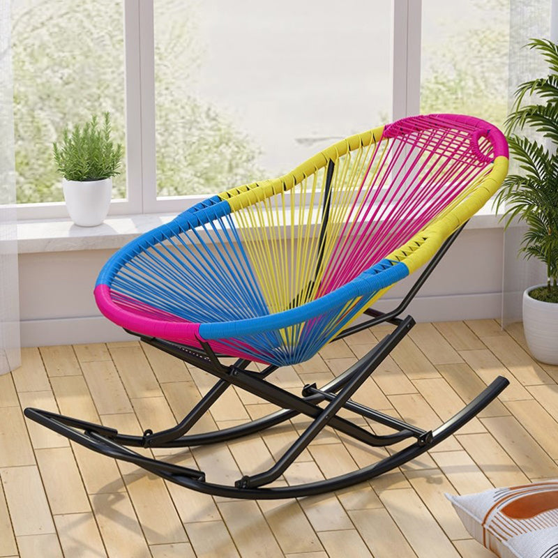 Single Iron Base Rocking Chair Home Leisure Lazy Chair for Balcony