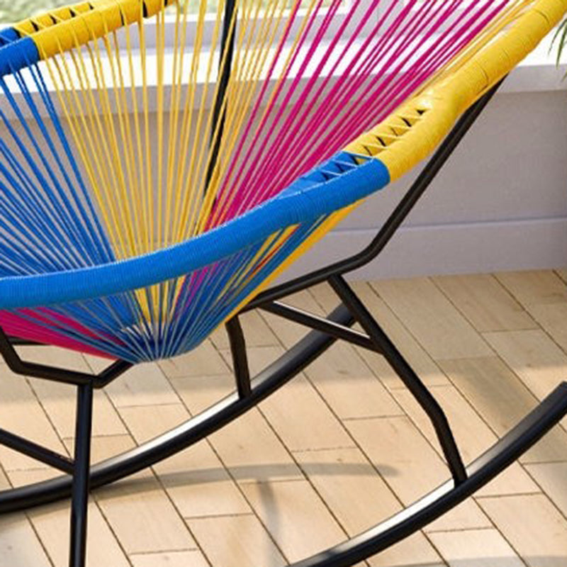 Single Iron Base Rocking Chair Home Leisure Lazy Chair for Balcony