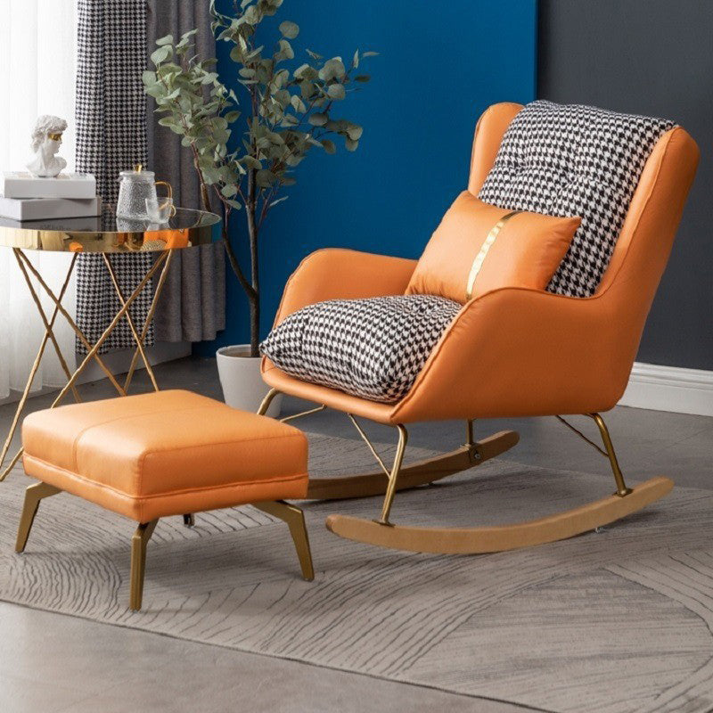 Glam Style Indoor Rocking Chair Nursery Sofa Rocking Chair with Cushion Ottoman