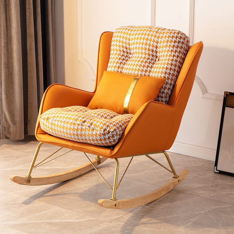 Glam Style Indoor Rocking Chair Nursery Sofa Rocking Chair with Cushion Ottoman