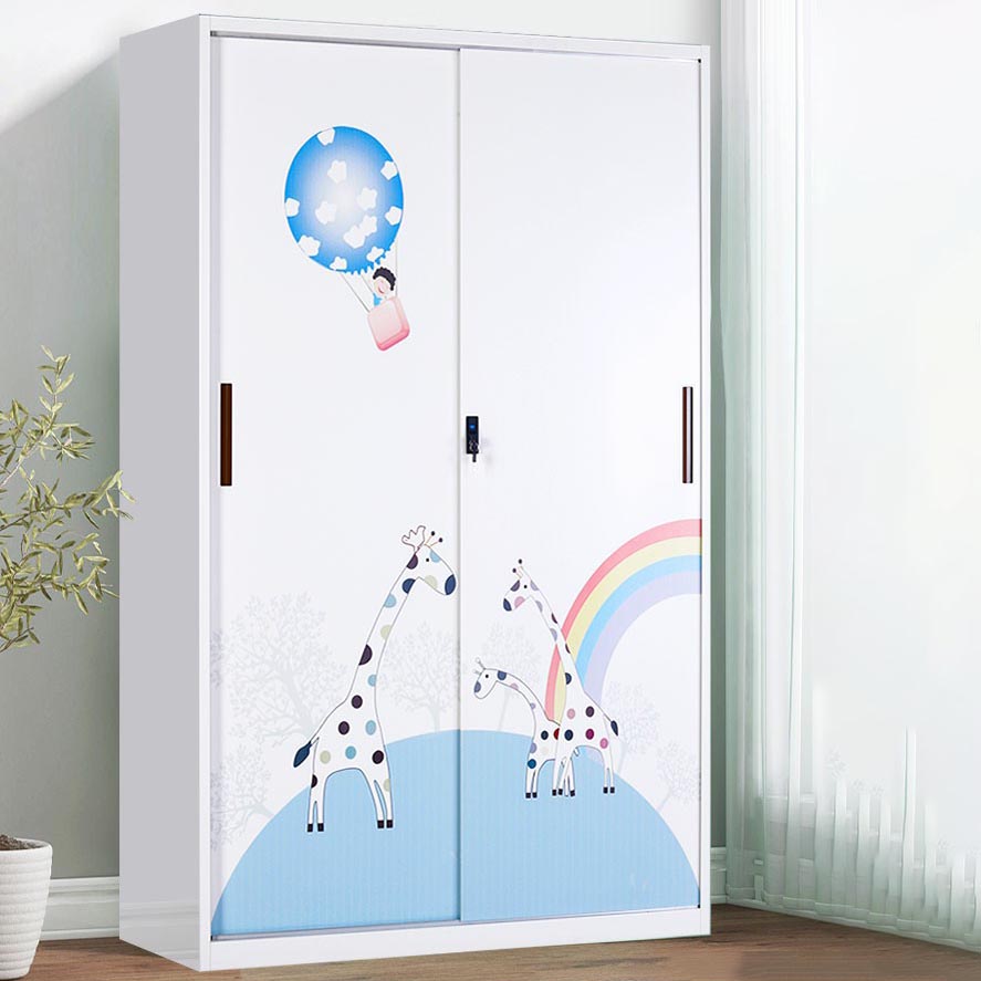 Modern Armoire Steel 2 Doors White Small Wardrobe Armoire with Lock