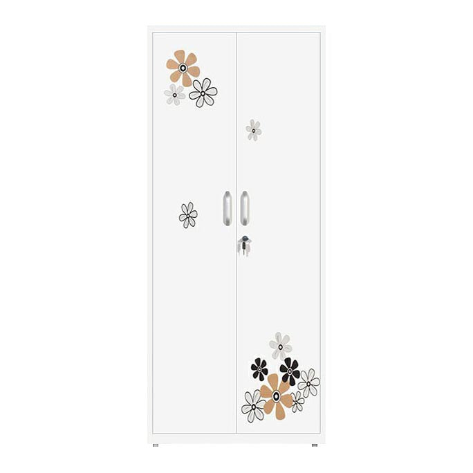 Modern Armoire Steel 2 Doors White Small Wardrobe Armoire with Lock