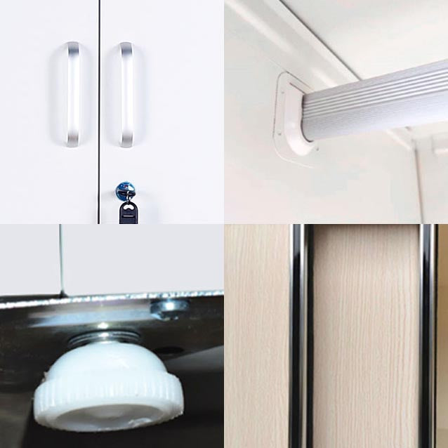 Modern Armoire Steel 2 Doors White Small Wardrobe Armoire with Lock