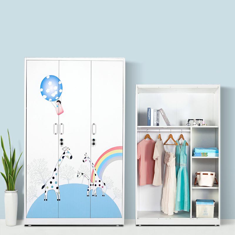 Modern Armoire Steel 2 Doors White Small Wardrobe Armoire with Lock