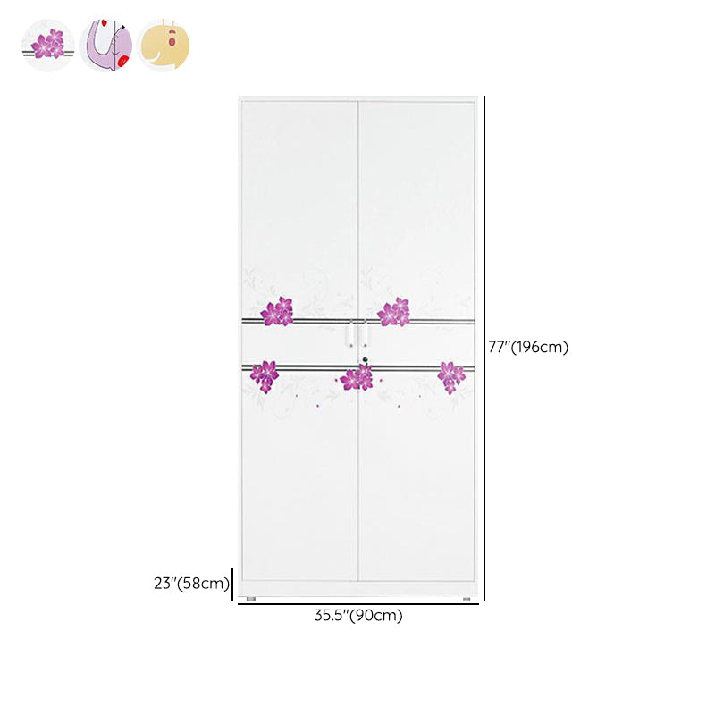 Modern Armoire Steel 2 Doors White Small Wardrobe Armoire with Lock
